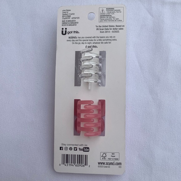 Scunci 2pc Butterfly Claw Hair Clips Transparent Pink and Clear - Picture 6 of 8